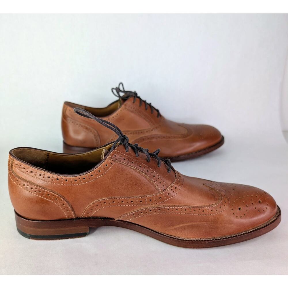 Johnston Murphy Brown Leather Preppy Wingtip Brogue Custom Select Shoes 10D